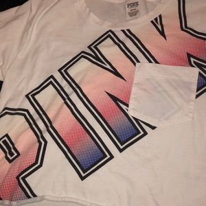 White PINK Crop Top